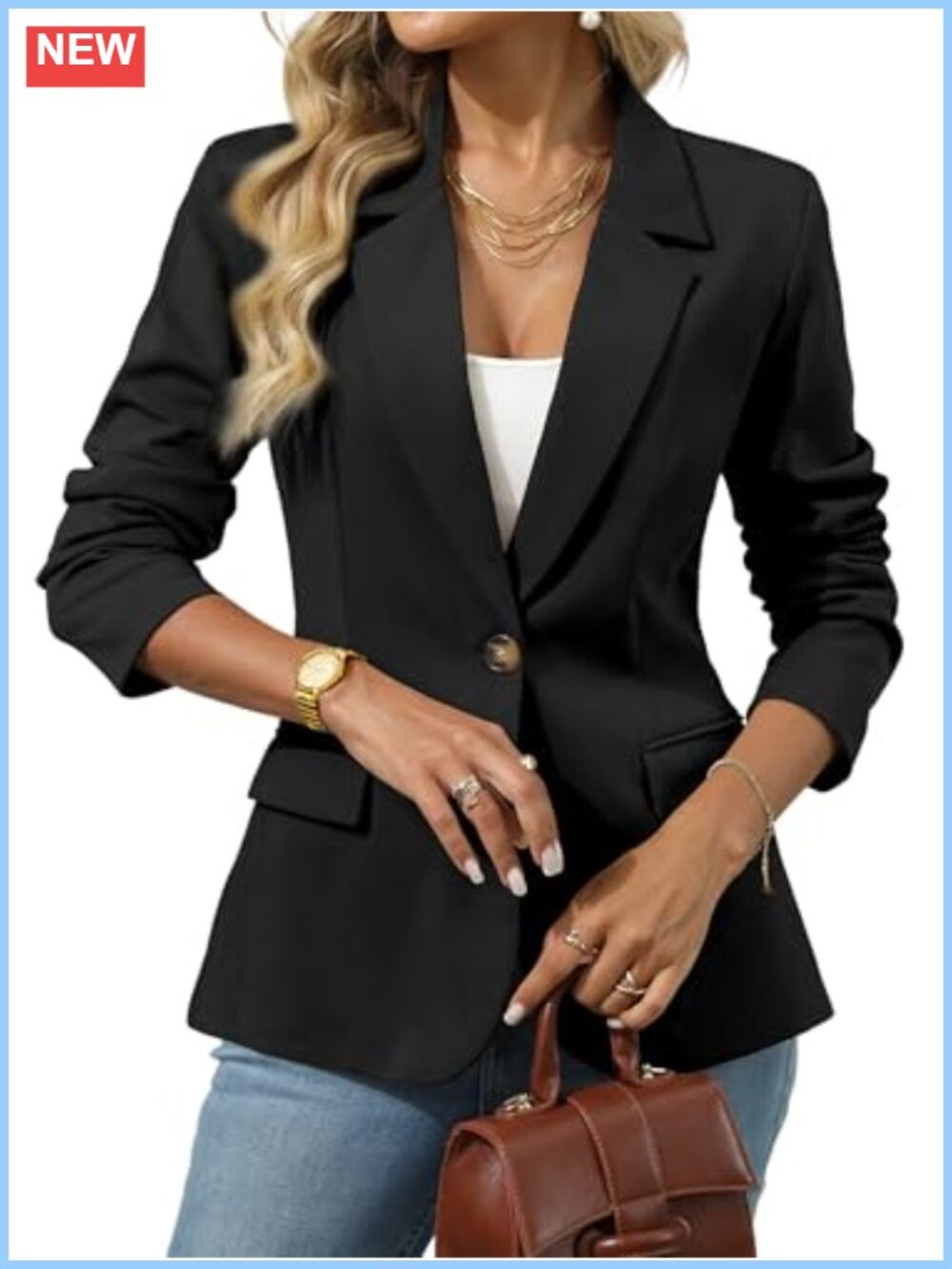 Women Knit Blazer Stretch Office Jacket Business Casual Suit